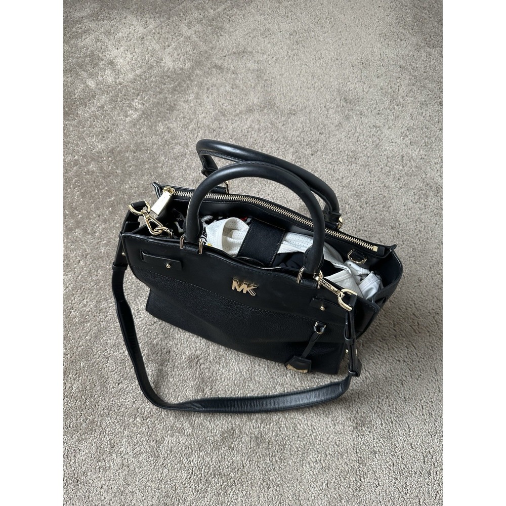 NWT $358 MICHAEL Michael Kors Reagan Large Satchel - Black 30S8GN3S7L-001 - Picture 2 of 10